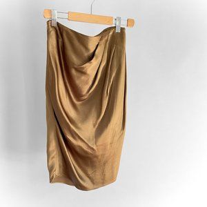 STEFFIE CHRISTIAENS Knee-Length Pleated Draped Bronze Skirt Size: S | US4, FR36